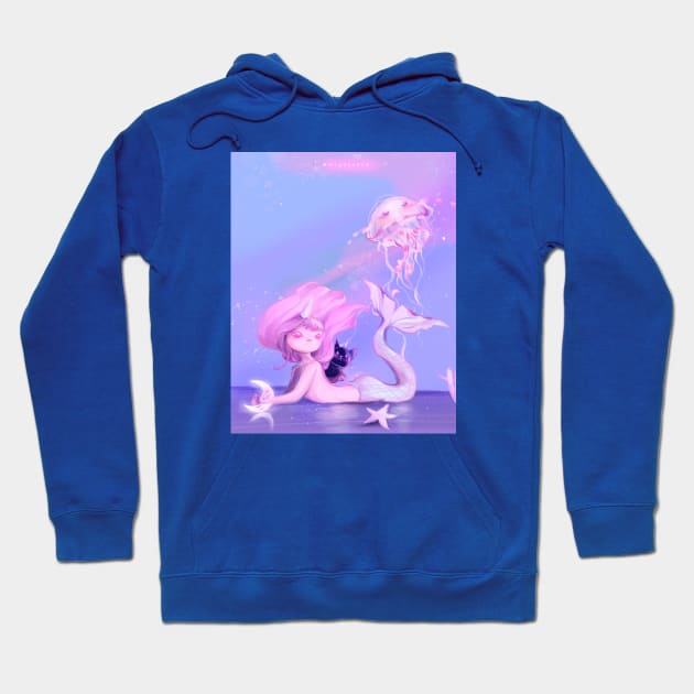 Little M and a Jellyfish Hoodie by Miya Gu Art